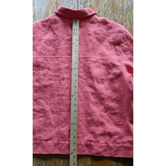 Talbots Irish Linen Blazer Shirt Jacket Coral Pink Button Front Women's - Picture 12 of 12